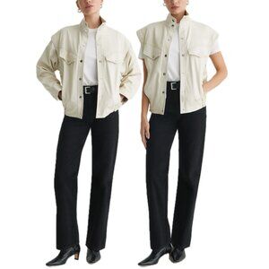 AG Adriano Goldschmied Santana Vegan Leather Vest Jacket (Ivory Dust)